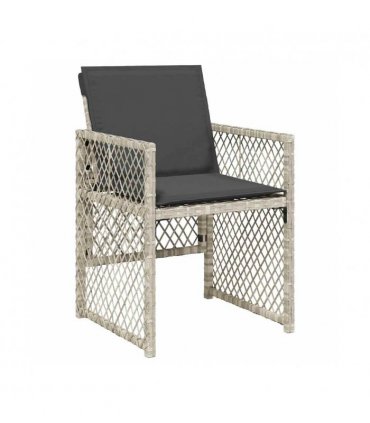 vidaXL 15 Piece Garden Dining Set with Cushions Light Grey Poly Rattan — V0672218439