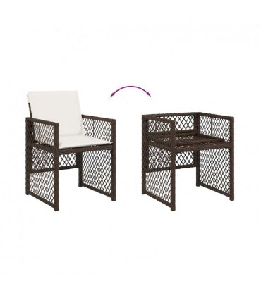 vidaXL 15 Piece Garden Dining Set with Cushions Brown Poly Rattan — V0672218440