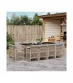 vidaXL 13 Piece Garden Dining Set with Cushions Mix Beige Poly Rattan — V0672218443