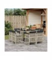 vidaXL 9 Piece Garden Dining Set with Cushions Light Grey Poly Rattan — V0672218445
