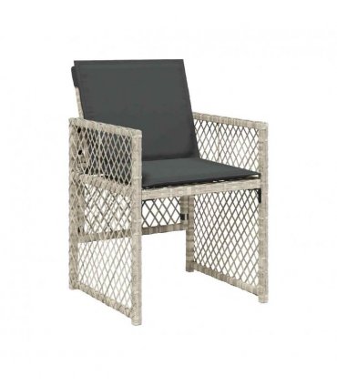 vidaXL 9 Piece Garden Dining Set with Cushions Light Grey Poly Rattan — V0672218445