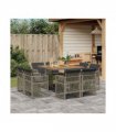 vidaXL 9 Piece Garden Dining Set with Cushions Grey Poly Rattan — V0672218446