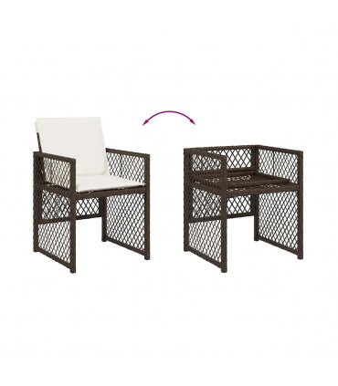 vidaXL 13 Piece Garden Dining Set with Cushions Brown Poly Rattan — V0672218447