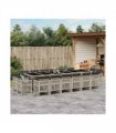 vidaXL 17 Piece Garden Dining Set with Cushions Light Grey Poly Rattan — V0672218448