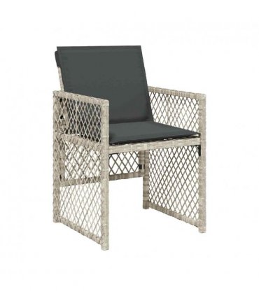 vidaXL 17 Piece Garden Dining Set with Cushions Light Grey Poly Rattan — V0672218448