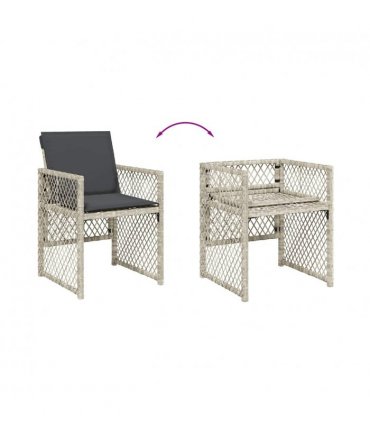 vidaXL 17 Piece Garden Dining Set with Cushions Light Grey Poly Rattan — V0672218448