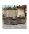 vidaXL 13 Piece Garden Dining Set with Cushions Grey Poly Rattan — V0672218455