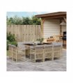 vidaXL 11 Piece Garden Dining Set with Cushions Mix Beige Poly Rattan — V0672218456