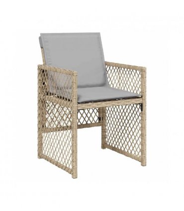 vidaXL 11 Piece Garden Dining Set with Cushions Mix Beige Poly Rattan — V0672218456