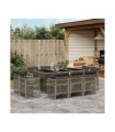 vidaXL 11 Piece Garden Dining Set with Cushions Grey Poly Rattan — V0672218458