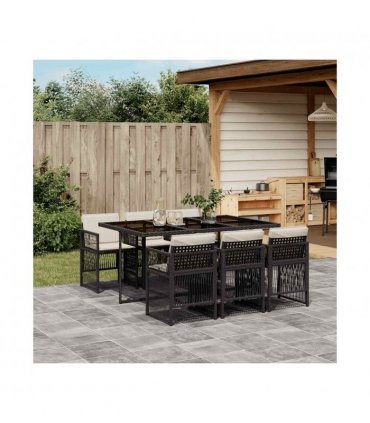 vidaXL Garden Dining Set | Black, Cream White — Colour: black and cream