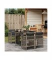 vidaXL Garden Dining Set | Grey | PE Rattan, Powder-Coated Steel, Tempered Glass