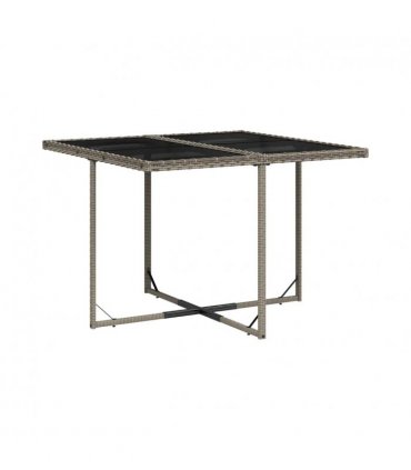 vidaXL Garden Dining Set | Grey | PE Rattan, Powder-Coated Steel, Tempered Glass