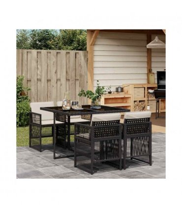 vidaXL Garden Dining Set | Black, Cream White — Colour: black and cream — V0672218481