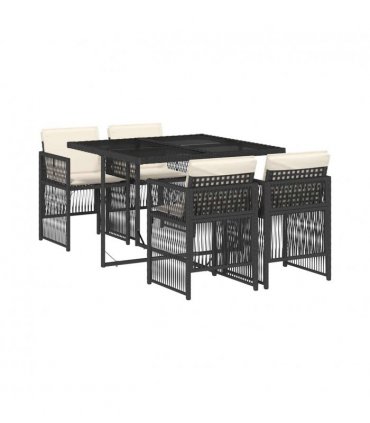 vidaXL Garden Dining Set | Black, Cream White — Colour: black and cream — V0672218481