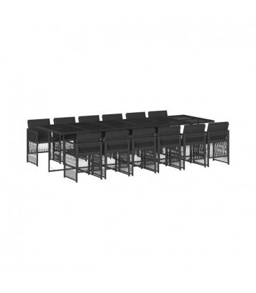vidaXL Garden Dining Set | Black | PE Rattan | 12-seater | Stackable