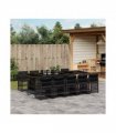 vidaXL Garden Dining Set | Black | Poly Rattan | 10-seater | Foldable