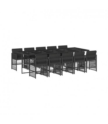 vidaXL Garden Dining Set | Black | Poly Rattan | 10-seater | Foldable