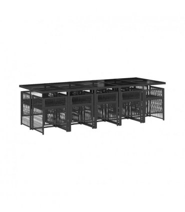 vidaXL Garden Dining Set | Black | Poly Rattan | 10-seater | Foldable