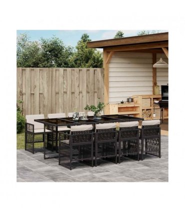 vidaXL Garden Dining Set | Black and cream white — V0672218497