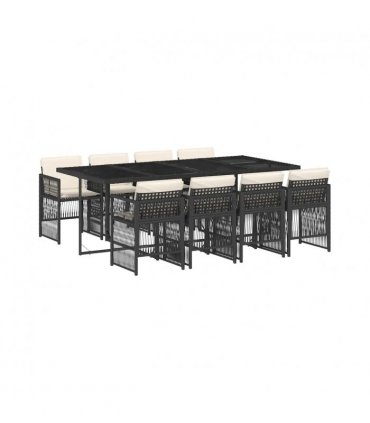 vidaXL Garden Dining Set | Black and cream white — V0672218497