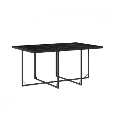 vidaXL 11 Piece Garden Dining Set with Cushions Black Poly Rattan — Colour: black and cream — V0672218506