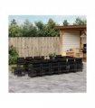 vidaXL 17 Piece Garden Dining Set with Cushions Black Poly Rattan