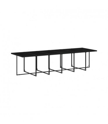 vidaXL 17 Piece Garden Dining Set with Cushions Black Poly Rattan