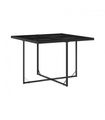 vidaXL 9 Piece Garden Dining Set with Cushions Black Poly Rattan