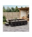 vidaXL 15 Piece Garden Dining Set with Cushions Black Poly Rattan — Colour: black and cream — V0672218512