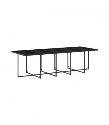 vidaXL 15 Piece Garden Dining Set with Cushions Black Poly Rattan — Colour: black and cream — V0672218512