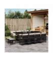 vidaXL 13 Piece Garden Dining Set with Cushions Black Poly Rattan — Colour: black and cream — V0672218519