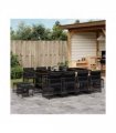 vidaXL 13 Piece Garden Dining Set with Cushions Black Poly Rattan