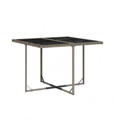vidaXL 9 Piece Garden Dining Set with Cushions Grey Poly Rattan — V0672218536