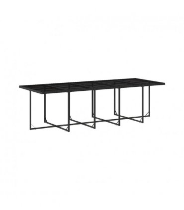 vidaXL 15 Piece Garden Dining Set with Cushions Black Poly Rattan