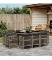 vidaXL 11 Piece Garden Dining Set with Cushions Grey Poly Rattan — V0672218566