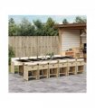vidaXL Garden Dining Set | Beige | PE rattan | Large | Foldable — Colour: beige and cream