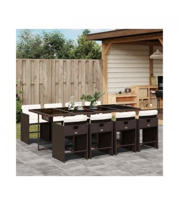 vidaXL Garden Dining Set | Brown, Cream White, Black — Colour: brown and cream