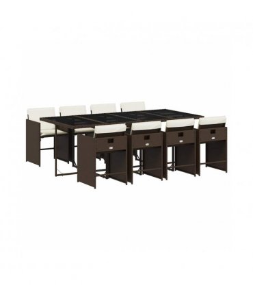 vidaXL Garden Dining Set | Brown, Cream White, Black — Colour: brown and cream