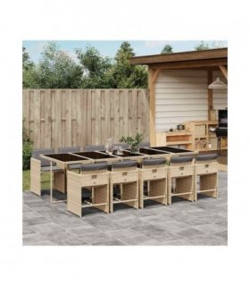 vidaXL Garden Dining Set | Mix beige | PE rattan | 10-seater | Foldable