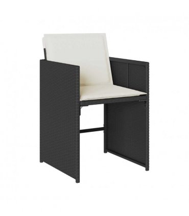 vidaXL Garden Dining Set | Black | PE rattan | 7 Piece Set | Foldable — Colour: black and cream