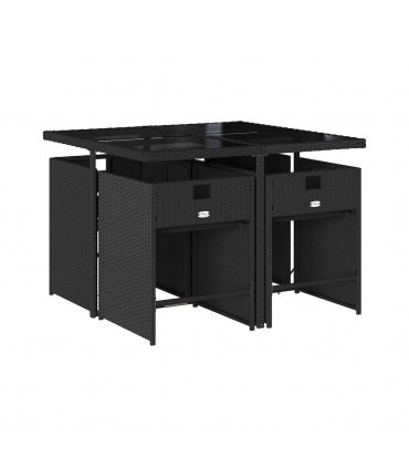 vidaXL Garden Dining Set | Black | PE rattan | 4-seater | Foldable