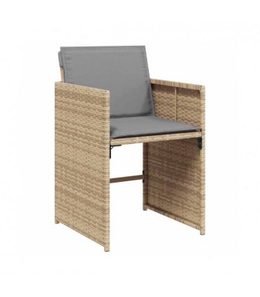 vidaXL Garden Dining Set | Mix Beige | PE Rattan | 9 Piece | Foldable