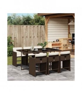 vidaXL Garden Dining Set | Brown, Cream White, Black — Colour: brown and cream — V0672218591