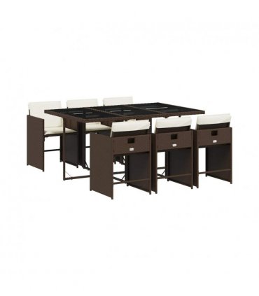 vidaXL Garden Dining Set | Brown, Cream White, Black — Colour: brown and cream — V0672218591