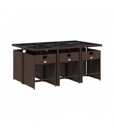 vidaXL Garden Dining Set | Brown, Cream White, Black — Colour: brown and cream — V0672218591