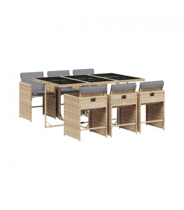 vidaXL Garden Dining Set | Mix beige, light grey