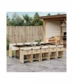 vidaXL Garden Dining Set | Beige Table, Beige Chairs, Cream White Cushions — Colour: beige and cream