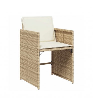 vidaXL 5 Piece Garden Dining Set with Cushions Beige Poly Rattan — Colour: beige and cream