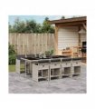 vidaXL 9 Piece Garden Dining Set with Cushions Light Grey Poly Rattan — V0672218601